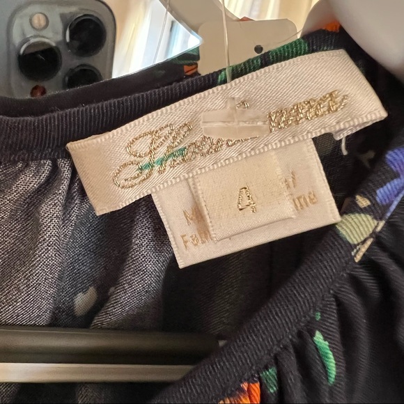 NWOT Shoshanna floral navy blue belted midi dress size 4 C1 - Picture 5 of 5